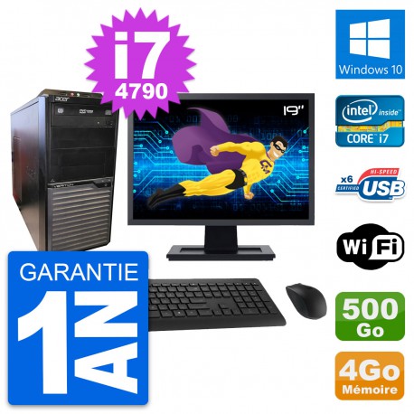 PC Tour Acer M2630G Ecran 19" Intel i7-4790 RAM 4Go Disque 500Go Windows 10 Wifi