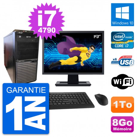 PC Tour Acer M2630G Ecran 19" Intel i7-4790 RAM 8Go Disque 1To Windows 10 Wifi