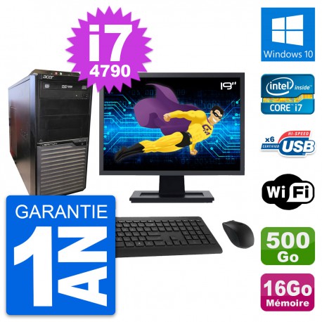 PC Tour Acer M2630G Ecran 19" Core i7-4790 RAM 16Go Disque 500Go Windows 10 Wifi