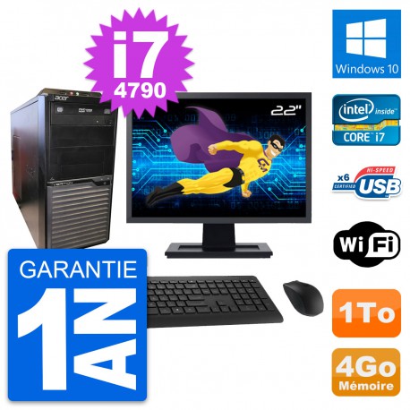 PC Tour Acer M2630G Ecran 22" Intel i7-4790 RAM 4Go Disque 1To Windows 10 Wifi