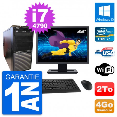 PC Tour Acer M2630G Ecran 22" Intel i7-4790 RAM 4Go Disque 2To Windows 10 Wifi