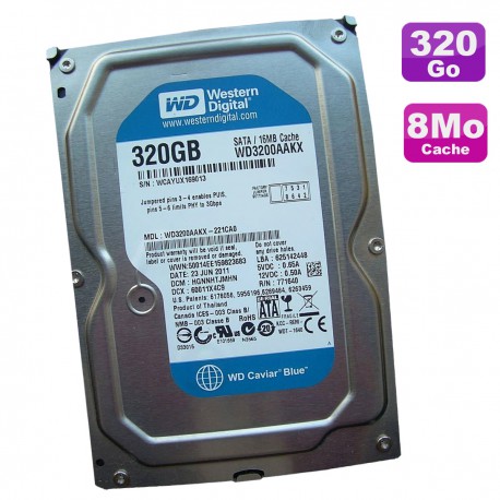 Disque Dur 320Go SATA II 3.5" Western Digital Caviar Blue WD3200AAKX-221CA0 16Mo