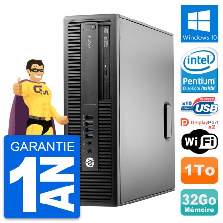PC HP EliteDesk 800 G2 SFF Intel G4400 RAM 32Go Disque 1To Windows 10 Wifi