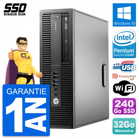 PC HP EliteDesk 800 G2 SFF Intel G4400 RAM 32Go SSD 240Go Windows 10 Wifi