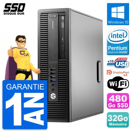 PC HP EliteDesk 800 G2 SFF Intel G4400 RAM 32Go SSD 480Go Windows 10 Wifi