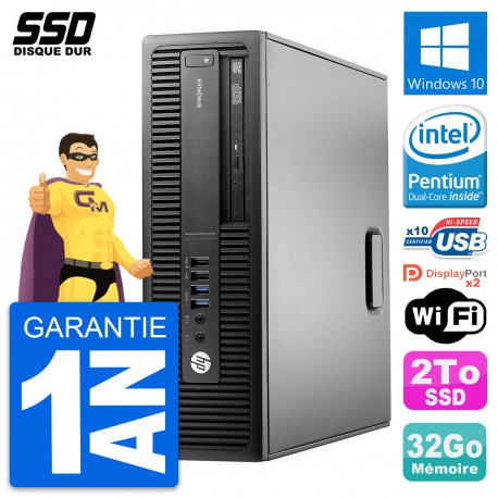 PC HP EliteDesk 800 G2 SFF Intel G4400 RAM 32Go SSD 2To Windows 10 Wifi