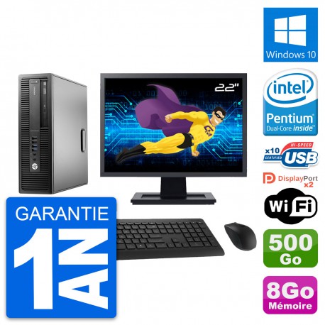 PC HP 800 G2 SFF Ecran 22" Intel G4400 RAM 8Go Disque 500Go Windows 10 Wifi
