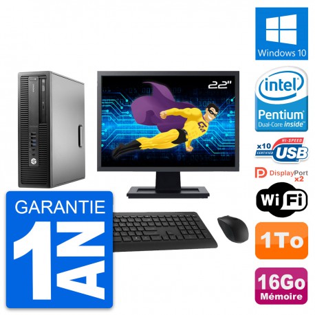 PC HP 800 G2 SFF Ecran 22" Intel G4400 RAM 16Go Disque 1To Windows 10 Wifi