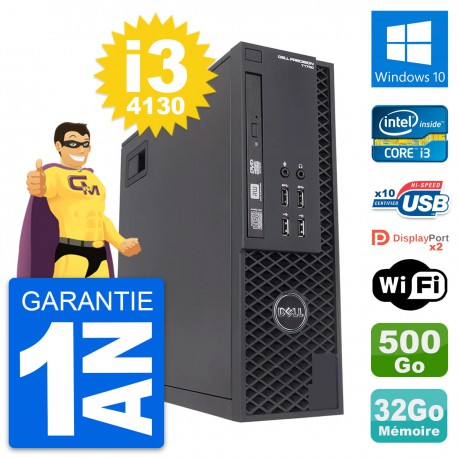 PC Dell Precision T1700 SFF Intel i3-4130 RAM 32Go Disque 500Go Windows 10 Wifi