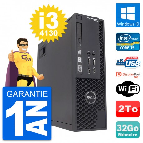 PC Dell Precision T1700 SFF Intel i3-4130 RAM 32Go Disque 2To Windows 10 Wifi