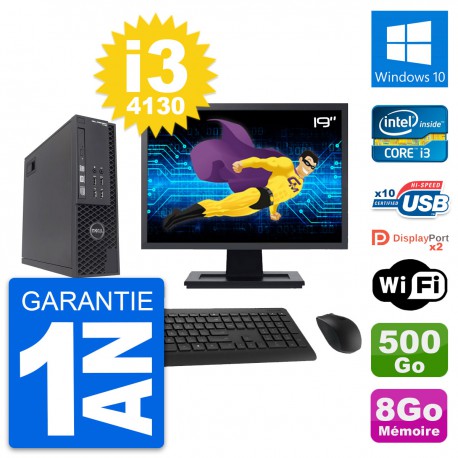 PC Dell T1700 SFF Ecran 19" Intel i3-4130 RAM 8Go Disque 500Go Windows 10 Wifi