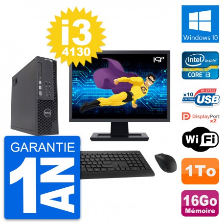 PC Dell T1700 SFF Ecran 19" Intel i3-4130 RAM 16Go Disque 1To Windows 10 Wifi