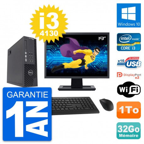 PC Dell T1700 SFF Ecran 19" Intel i3-4130 RAM 32Go Disque 1To Windows 10 Wifi