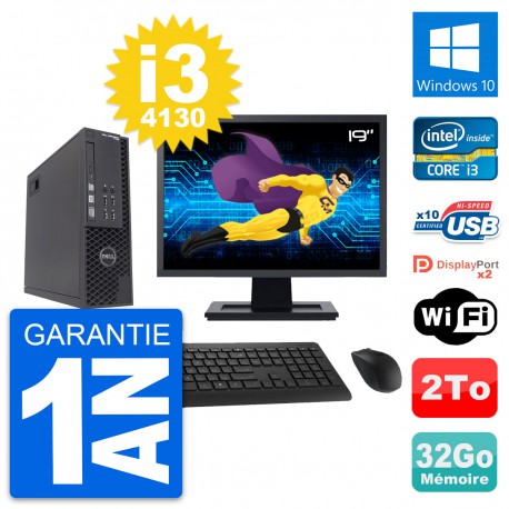 PC Dell T1700 SFF Ecran 19" Intel i3-4130 RAM 32Go Disque 2To Windows 10 Wifi
