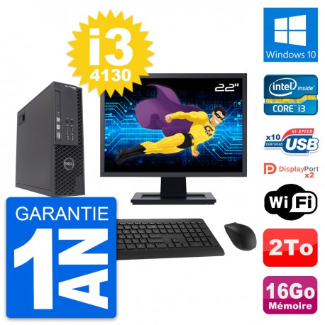 PC Dell T1700 SFF Ecran 22" Intel i3-4130 RAM 16Go Disque 2To Windows 10 Wifi
