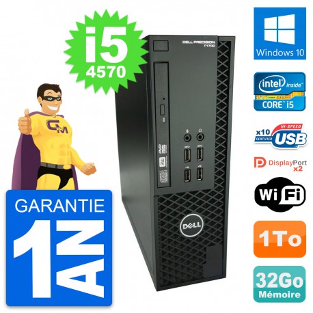 PC Dell Precision T1700 SFF Intel i5-4570 RAM 32Go Disque 1To Windows 10 Wifi