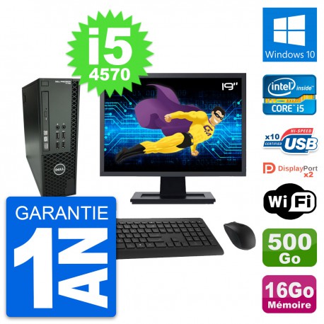 PC Dell T1700 SFF Ecran 19" Intel i5-4570 RAM 16Go Disque 500Go Windows 10 Wifi