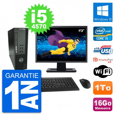 PC Dell T1700 SFF Ecran 19" Intel i5-4570 RAM 16Go Disque 1To Windows 10 Wifi