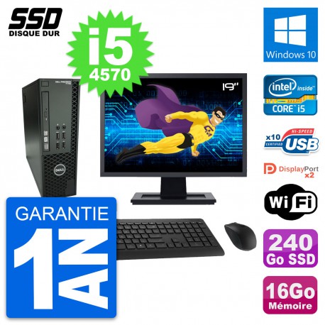 PC Dell T1700 SFF Ecran 19" Intel i5-4570 RAM 16Go SSD 240Go Windows 10 Wifi