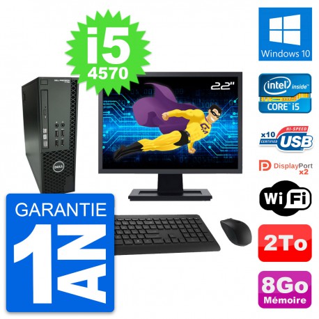 PC Dell T1700 SFF Ecran 22" Intel i5-4570 RAM 8Go Disque 2To Windows 10 Wifi