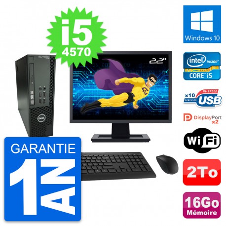 PC Dell T1700 SFF Ecran 22" Intel i5-4570 RAM 16Go Disque 2To Windows 10 Wifi