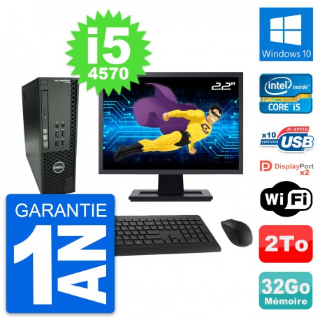 PC Dell T1700 SFF Ecran 22" Intel i5-4570 RAM 32Go Disque 2To Windows 10 Wifi