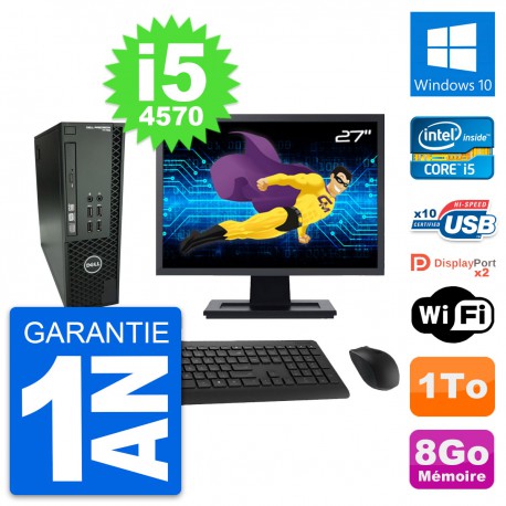 PC Dell T1700 SFF Ecran 27" Intel i5-4570 RAM 8Go Disque 1To Windows 10 Wifi