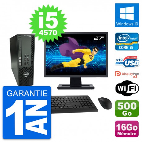 PC Dell T1700 SFF Ecran 27" Intel i5-4570 RAM 16Go Disque 500Go Windows 10 Wifi