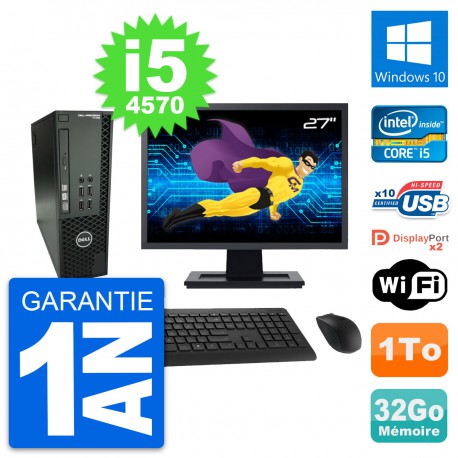 PC Dell T1700 SFF Ecran 27" Intel i5-4570 RAM 32Go Disque 1To Windows 10 Wifi