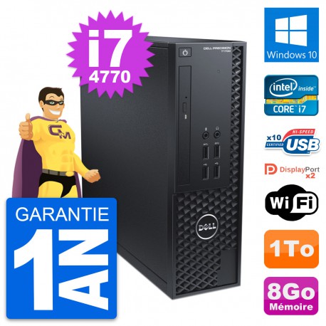 PC Dell Precision T1700 SFF Intel i7-4770 RAM 8Go Disque 1To Windows 10 Wifi