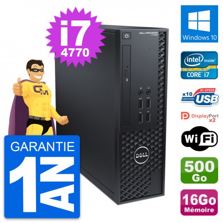 PC Dell T1700 SFF Intel Core i7-4770 RAM 16Go Disque Dur 500Go Windows 10 Wifi