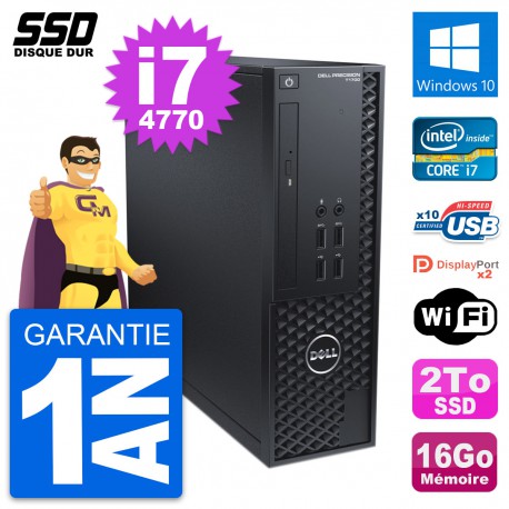 PC Dell Precision T1700 SFF Intel Core i7-4770 RAM 16Go SSD 2To Windows 10 Wifi