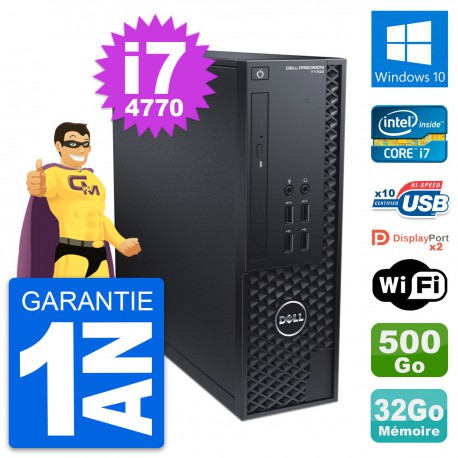 PC Dell Precision T1700 SFF Intel i7-4770 RAM 32Go Disque 500Go Windows 10 Wifi