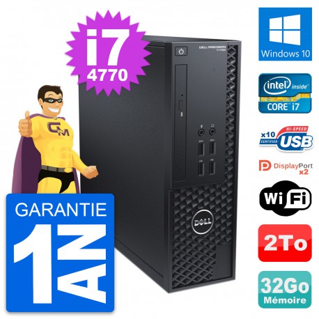 PC Dell Precision T1700 SFF Intel i7-4770 RAM 32Go Disque 2To Windows 10 Wifi