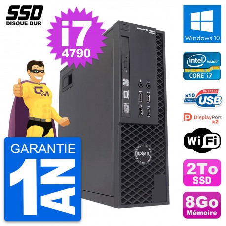 PC Dell Precision T1700 SFF Intel Core i7-4790 RAM 8Go SSD 2To Windows 10 Wifi