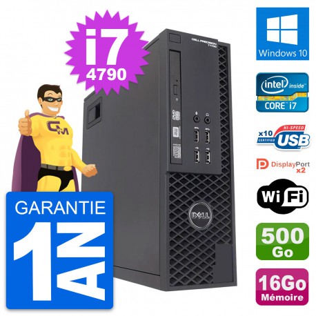 PC Dell T1700 SFF Intel Core i7-4790 RAM 16Go Disque Dur 500Go Windows 10 Wifi
