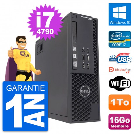 PC Dell T1700 SFF Intel Core i7-4790 RAM 16Go Disque Dur 1To Windows 10 Wifi