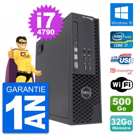 PC Dell Precision T1700 SFF Intel i7-4790 RAM 32Go Disque 500Go Windows 10 Wifi