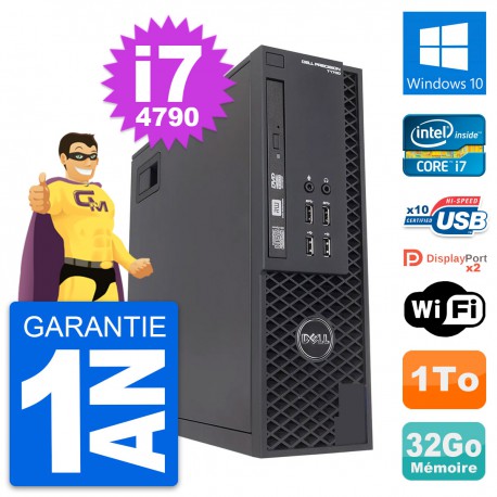 PC Dell Precision T1700 SFF Intel i7-4790 RAM 32Go Disque 1To Windows 10 Wifi
