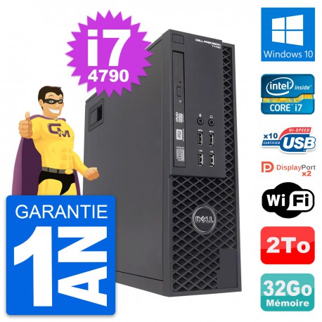 PC Dell Precision T1700 SFF Intel i7-4790 RAM 32Go Disque 2To Windows 10 Wifi
