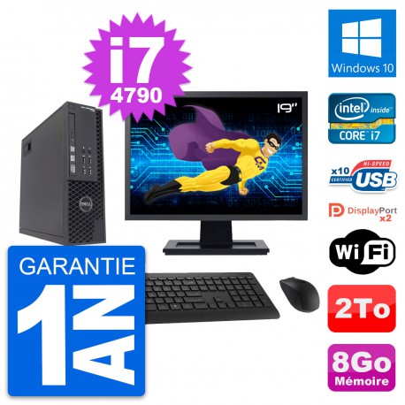 PC Dell T1700 SFF Ecran 19" Intel i7-4790 RAM 8Go Disque 2To Windows 10 Wifi