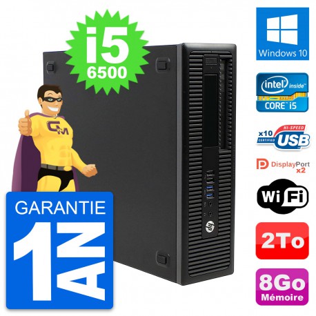 PC HP EliteDesk 800 G2 SFF Intel i5-6500 RAM 8Go Disque Dur 2To Windows 10 Wifi