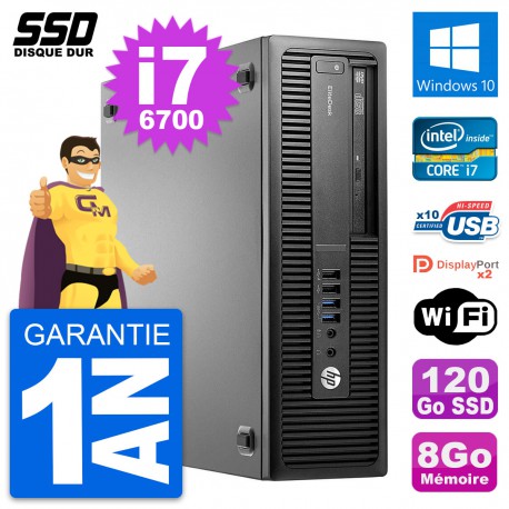 PC HP EliteDesk 800 G2 SFF Intel Core i7-6700 RAM 8Go SSD 120Go Windows 10 Wifi