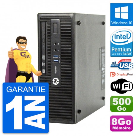 PC HP ProDesk 400 G3 SFF Intel G4400 RAM 8Go Disque 500Go Windows 10 Wifi