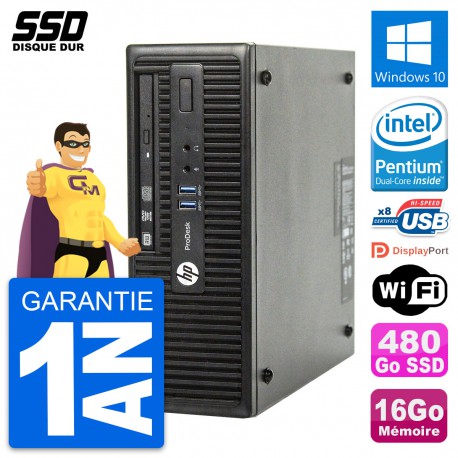 PC HP ProDesk 400 G3 SFF Intel G4400 RAM 16Go SSD 480Go Windows 10 Wifi