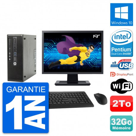 PC HP 400 G3 SFF Ecran 19" Intel G4400 RAM 32Go Disque 2To Windows 10 Wifi
