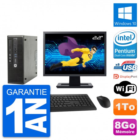 PC HP ProDesk 400 G3 SFF Ecran 22" G4400 RAM 8Go Disque 1To Windows 10 Wifi