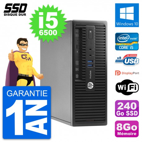 PC HP ProDesk 400 G3 SFF Intel Core i5-6500 RAM 8Go SSD 240Go Windows 10 Wifi