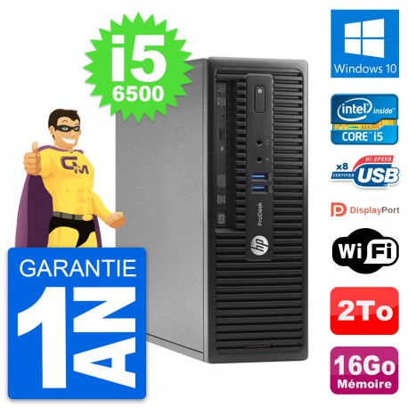 PC HP ProDesk 400 G3 SFF Intel Core i5-6500 RAM 16Go Disque 2To Windows 10 Wifi