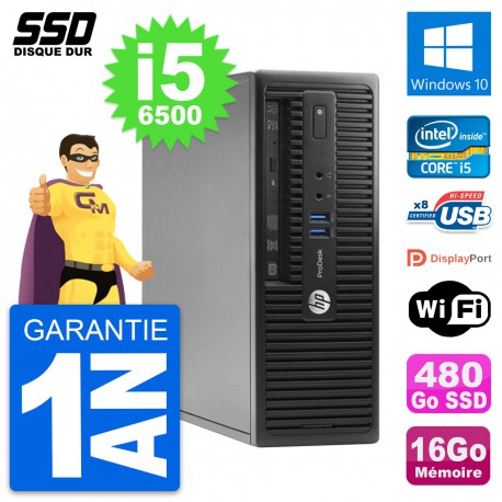 PC HP ProDesk 400 G3 SFF Intel Core i5-6500 RAM 16Go SSD 480Go Windows 10 Wifi
